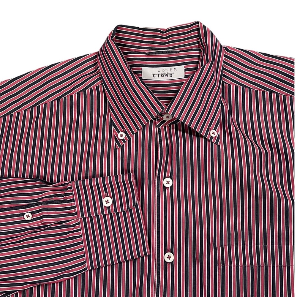 Ermenegildo Zegna Shirt Mens XXL Red Black Striped Button Down Long Sleeve